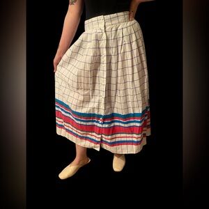Plaid Colorblock Long Skirt